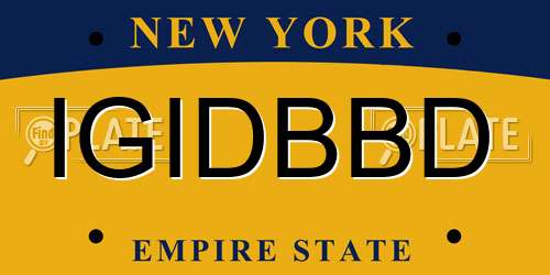 IGIDBBD New York License Plate