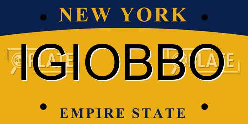 IGIOBBO New York License Plate