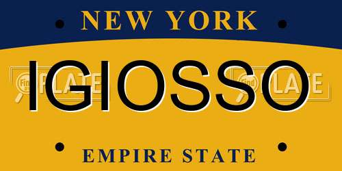 IGIOSSO New York License Plate