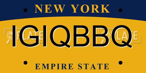 IGIQBBQ New York License Plate