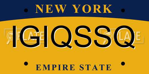 IGIQSSQ New York License Plate