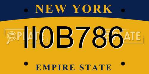 II0B786 New York License Plate