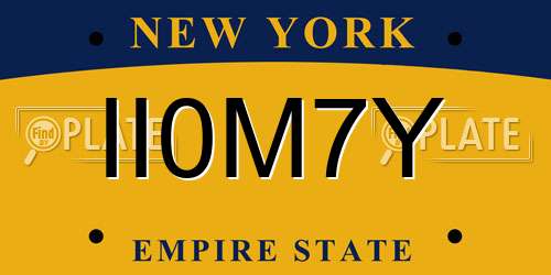 II0M7Y New York License Plate