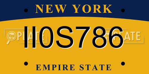 II0S786 New York License Plate