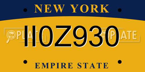 II0Z930 New York License Plate