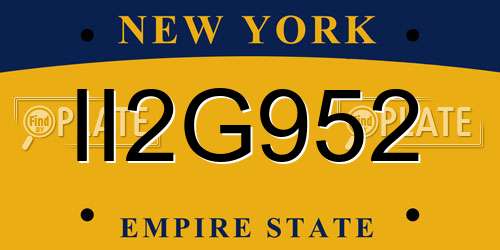 II2G952 New York License Plate