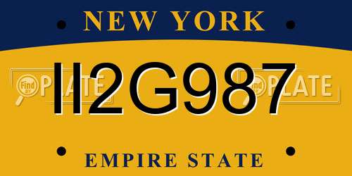 II2G987 New York License Plate