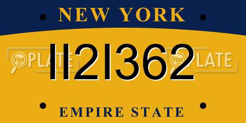 II2I362 New York License Plate