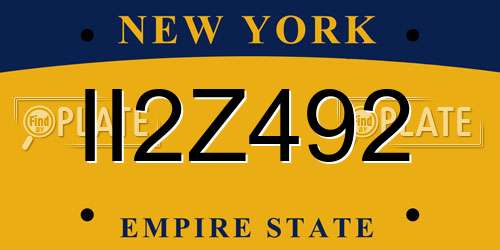 II2Z492 New York License Plate
