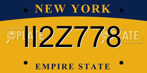 II2Z778 New York License Plate