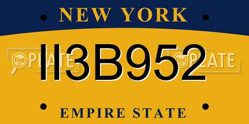 II3B952 New York License Plate