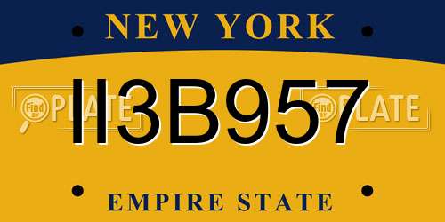 II3B957 New York License Plate