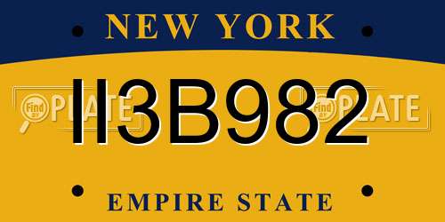 II3B982 New York License Plate
