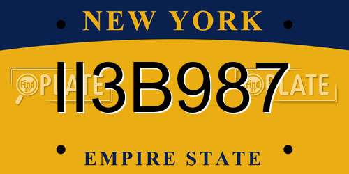 II3B987 New York License Plate