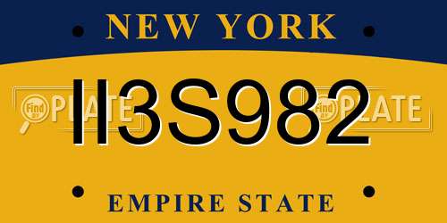 II3S982 New York License Plate
