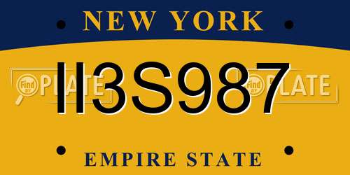 II3S987 New York License Plate