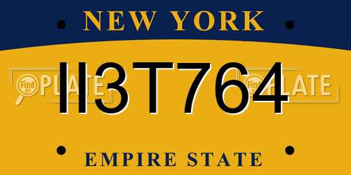 II3T764 New York License Plate