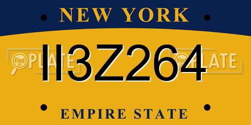 II3Z264 New York License Plate