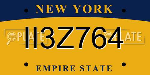 II3Z764 New York License Plate