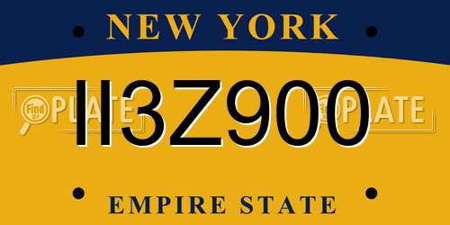 II3Z900 New York License Plate
