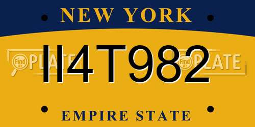 II4T982 New York License Plate