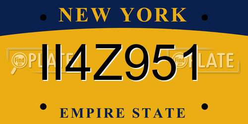 II4Z951 New York License Plate