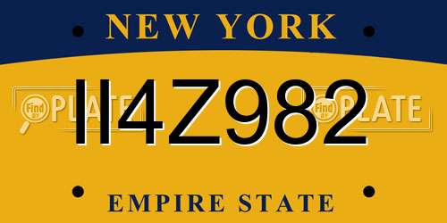 II4Z982 New York License Plate