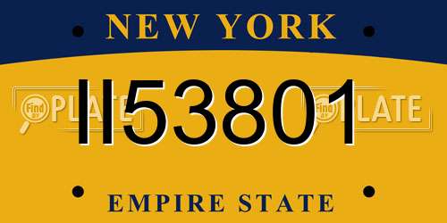 II53801 New York License Plate