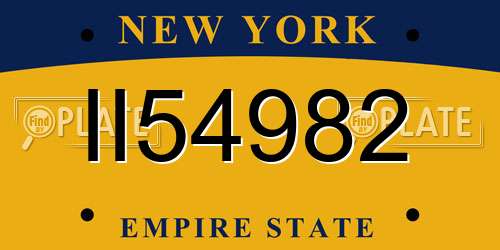 II54982 New York License Plate