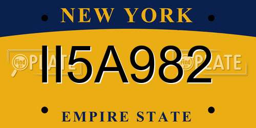 II5A982 New York License Plate