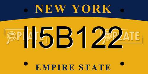 II5B122 New York License Plate