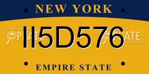 II5D576 New York License Plate