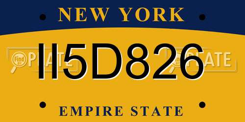 II5D826 New York License Plate
