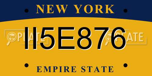 II5E876 New York License Plate