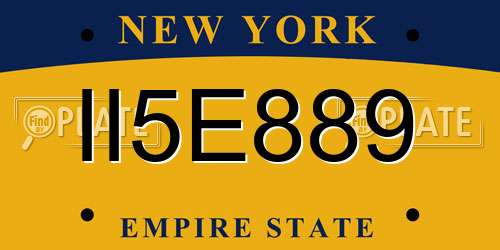 II5E889 New York License Plate