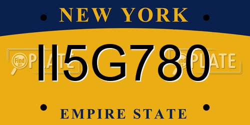 II5G780 New York License Plate