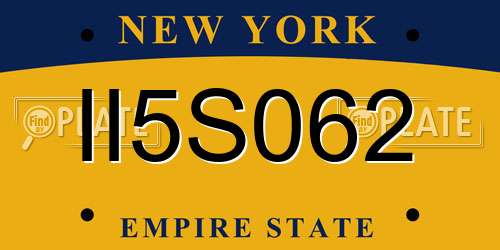 II5S062 New York License Plate