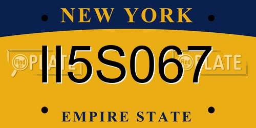 II5S067 New York License Plate