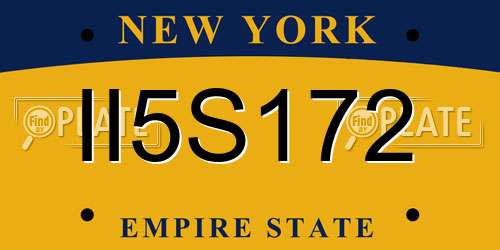 II5S172 New York License Plate