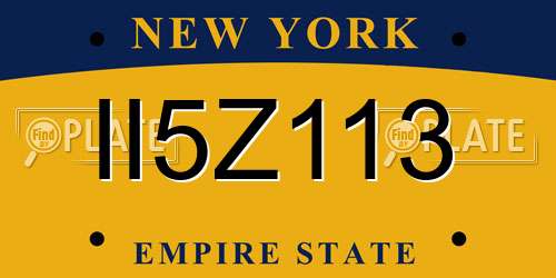 II5Z113 New York License Plate