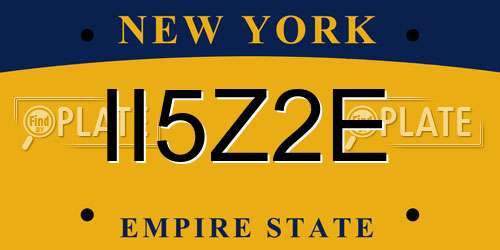 II5Z2E New York License Plate