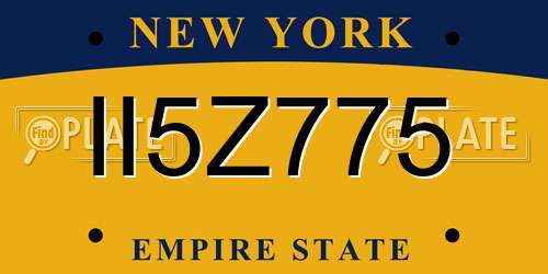 II5Z775 New York License Plate