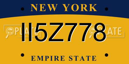 II5Z778 New York License Plate