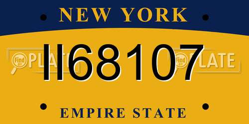 II68107 New York License Plate