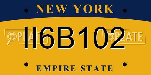 II6B102 New York License Plate