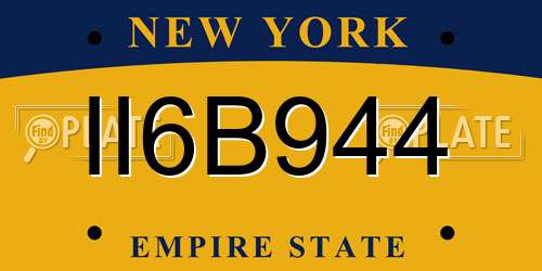 II6B944 New York License Plate