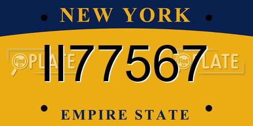 II77567 New York License Plate