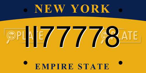 II77778 New York License Plate