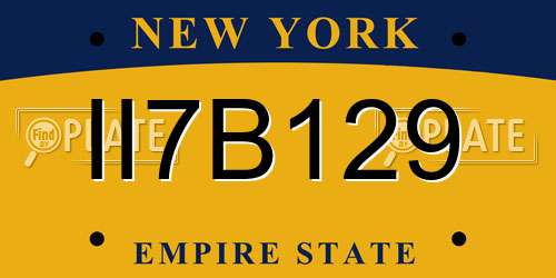 II7B129 New York License Plate