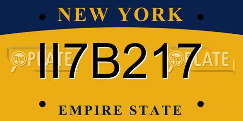 II7B217 New York License Plate
